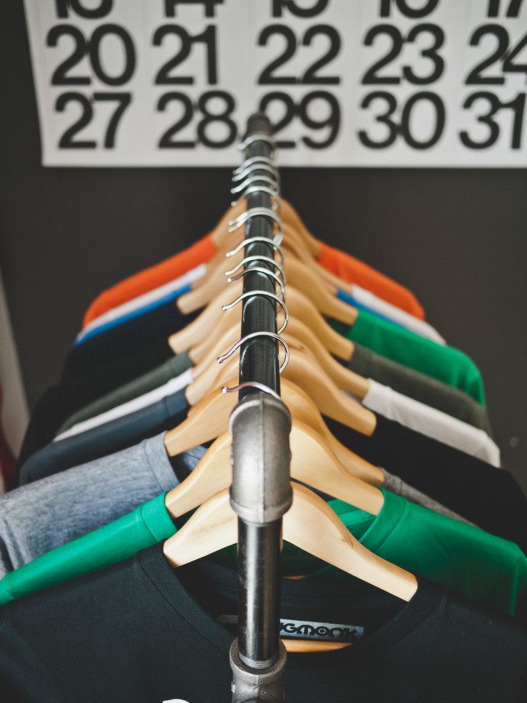 Shirts on a clothing rack